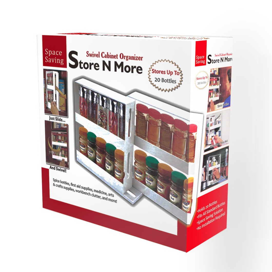 Swiveling 20-Bottle Spice Rack in White