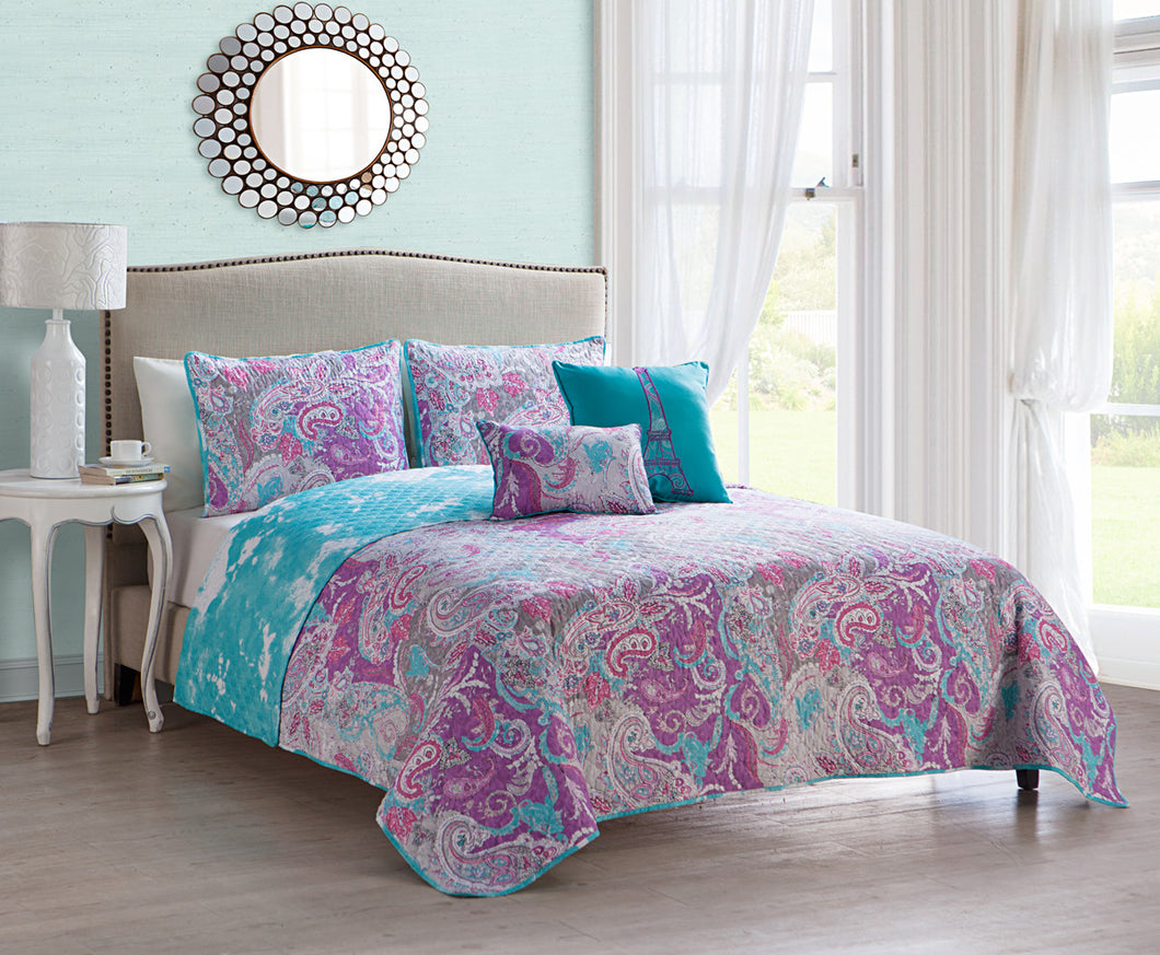 Avra 5 Piece Full/Queen Quilt In Multi