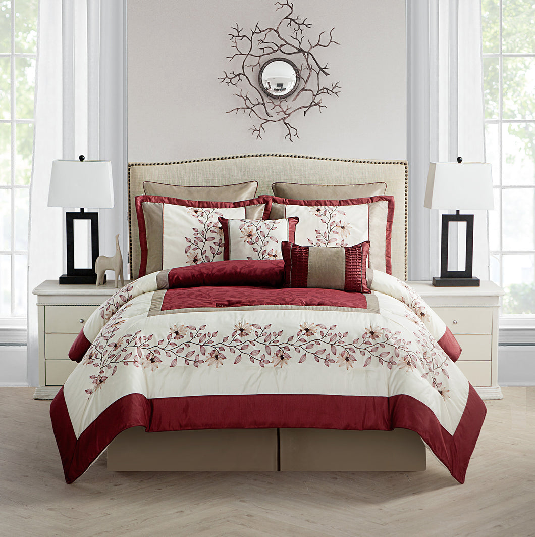 Alexander 8 Piece Comforter Set In Queen Red