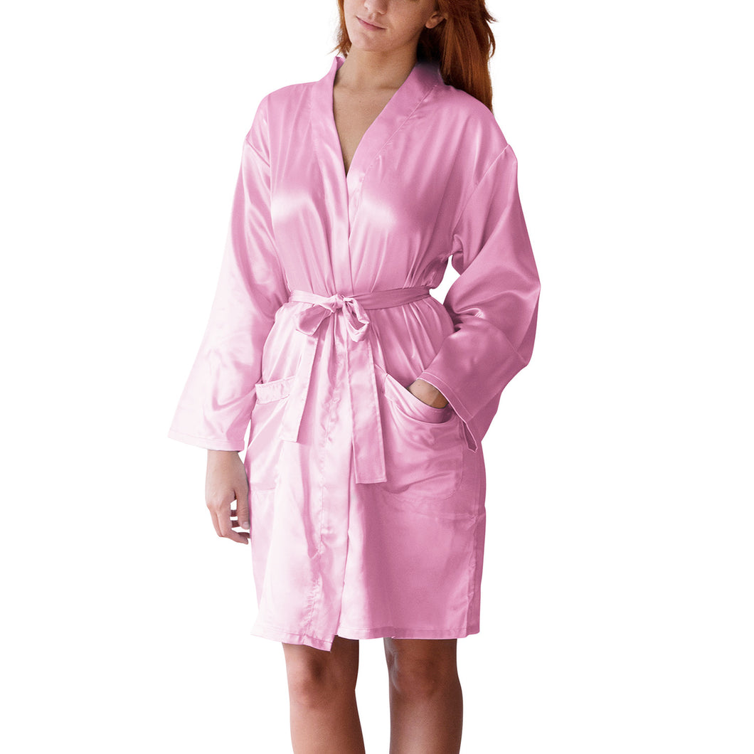 Amari Satin Kimono Robe in Pink