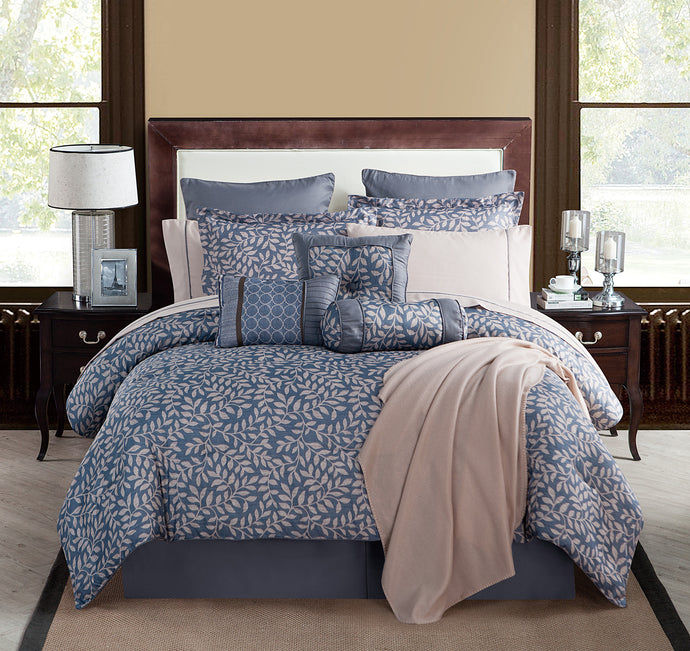 Angelica 16 Piece King Comforter Set In Blue