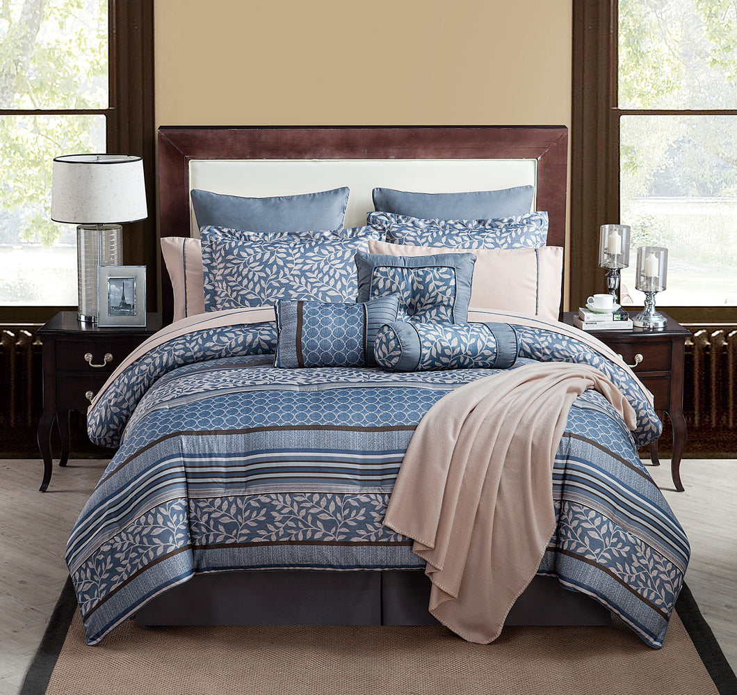 Angelica 16 Piece Queen Comforter In Blue