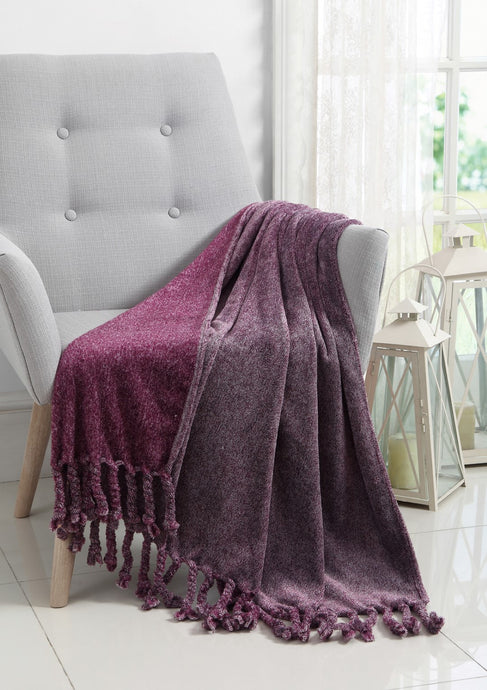 Arizona Fringe 50X60 Soft Throw In Plum