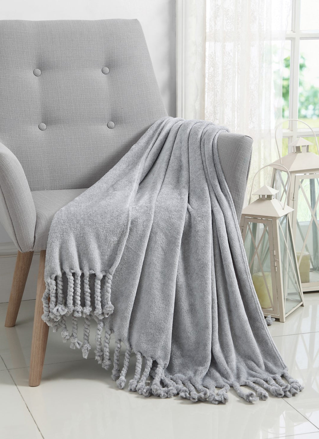 Arizona Fringe 50X60 Soft Throw In Gray