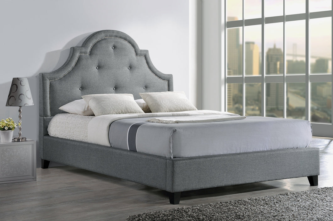 Baxton Studio Colchester Grey Linen Modern Platform Bed – Queen Size