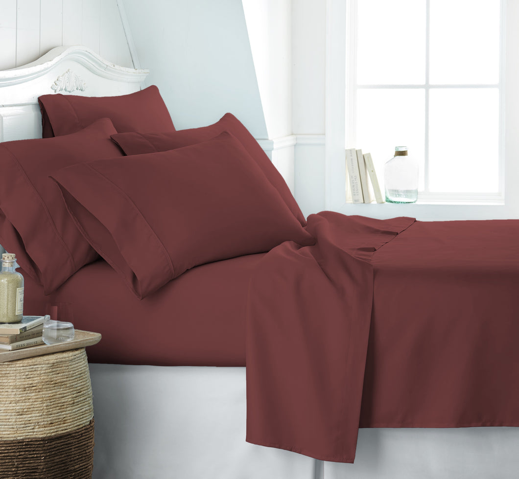 Becky Cameron™ Premium Double Brushed 6 Piece Sheet Set in Twin Extra Long Burgundy