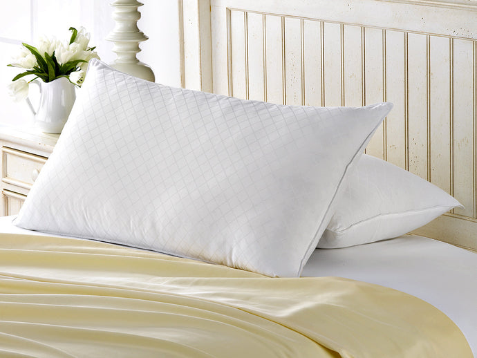 2 Pack French Country Diamond Jacquard Down Like Pillows / King Size
