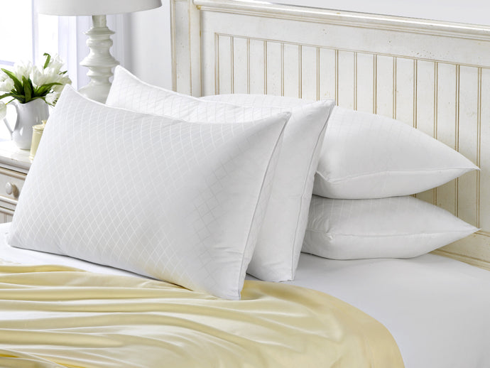 4 Pack French Country Diamond Jacquard Down Like Pillows / Standard Size