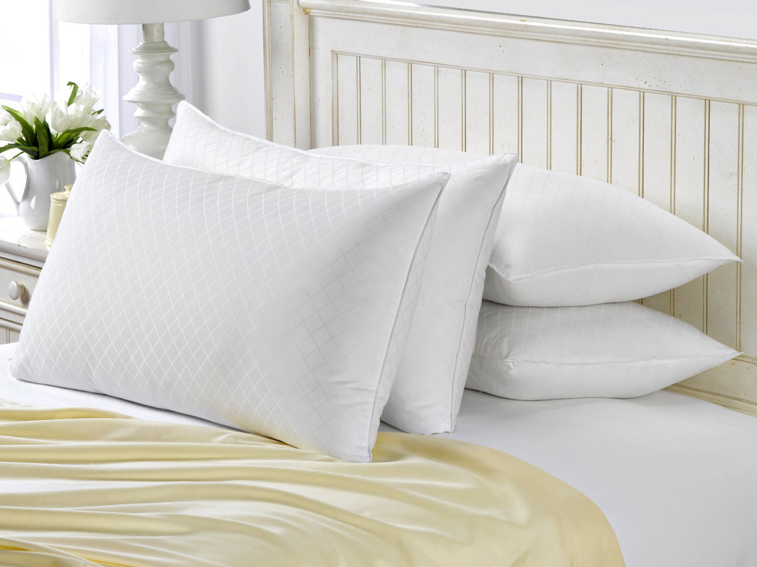 4 Pack French Country Diamond Jacquard Down Like Pillows / Standard Size