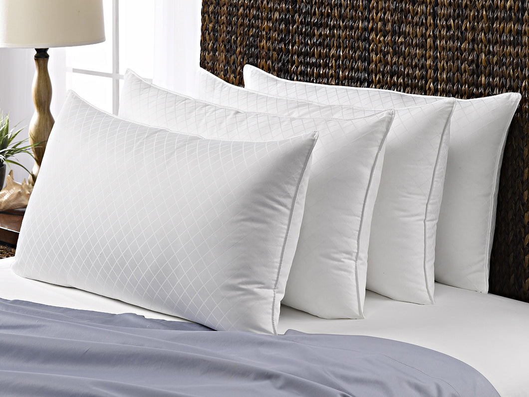 4 Pack Le' Nautique Collection Diamond Jacquard Gel Filled Pillows / King Size