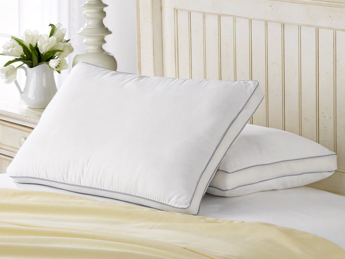 2 Pack French Country 100% Cotton Mesh Gusseted Fiber Pillows / Queen Size