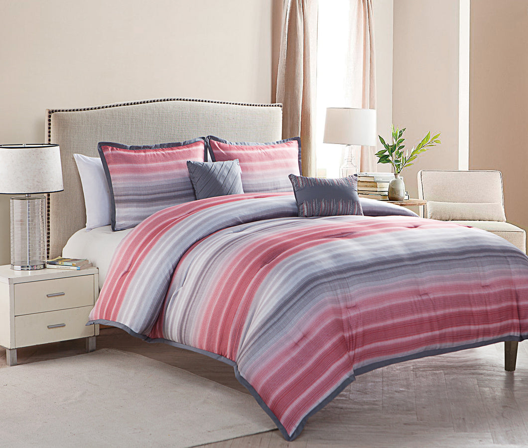 Bowery 5 Piece Full/Queen Comforter In Coral