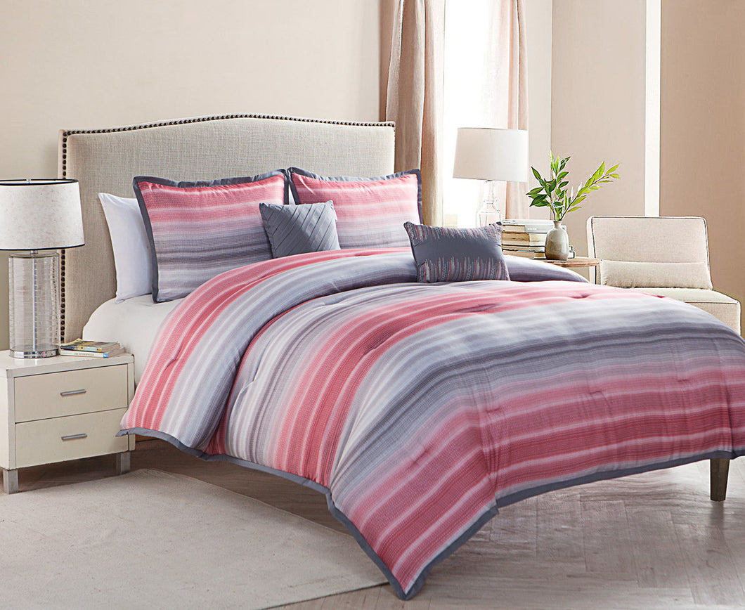 Bowery 5 Piece King Comforter In Coral