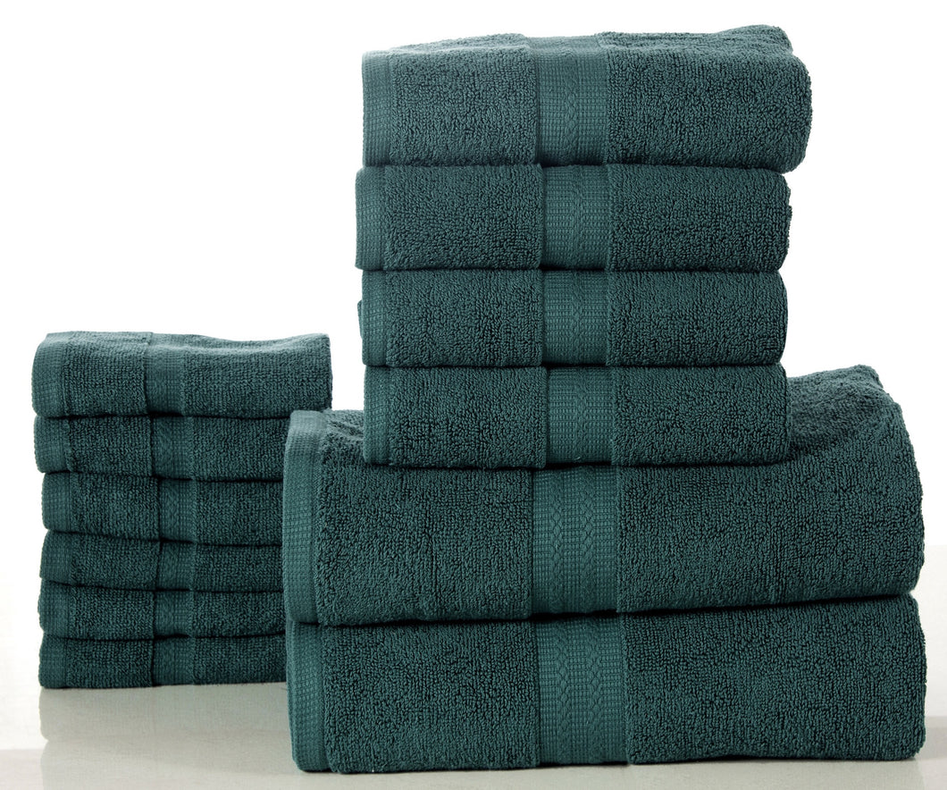 12 Piece Towel Set in Teal Green