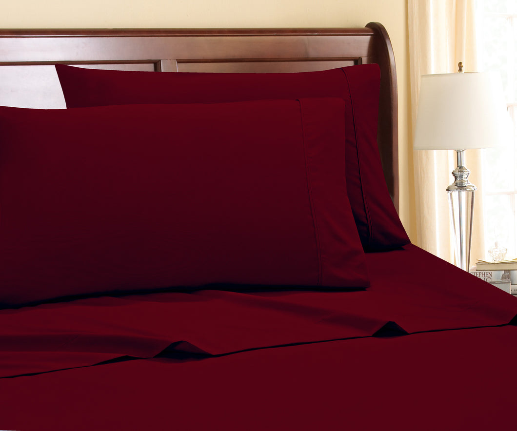 4-Piece 800 Thread Count Cotton-Rich Sheet Ensemble in California King Burgundy