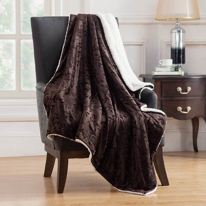 Camilla Embossed Mink Reverse To Sherpa Throw In 50X60 In Black