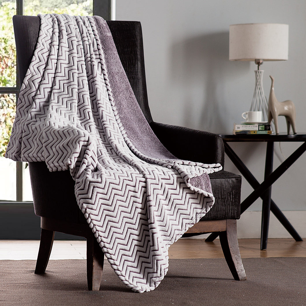 Chevron Two Tone Throw In 50X60 In Burgundy