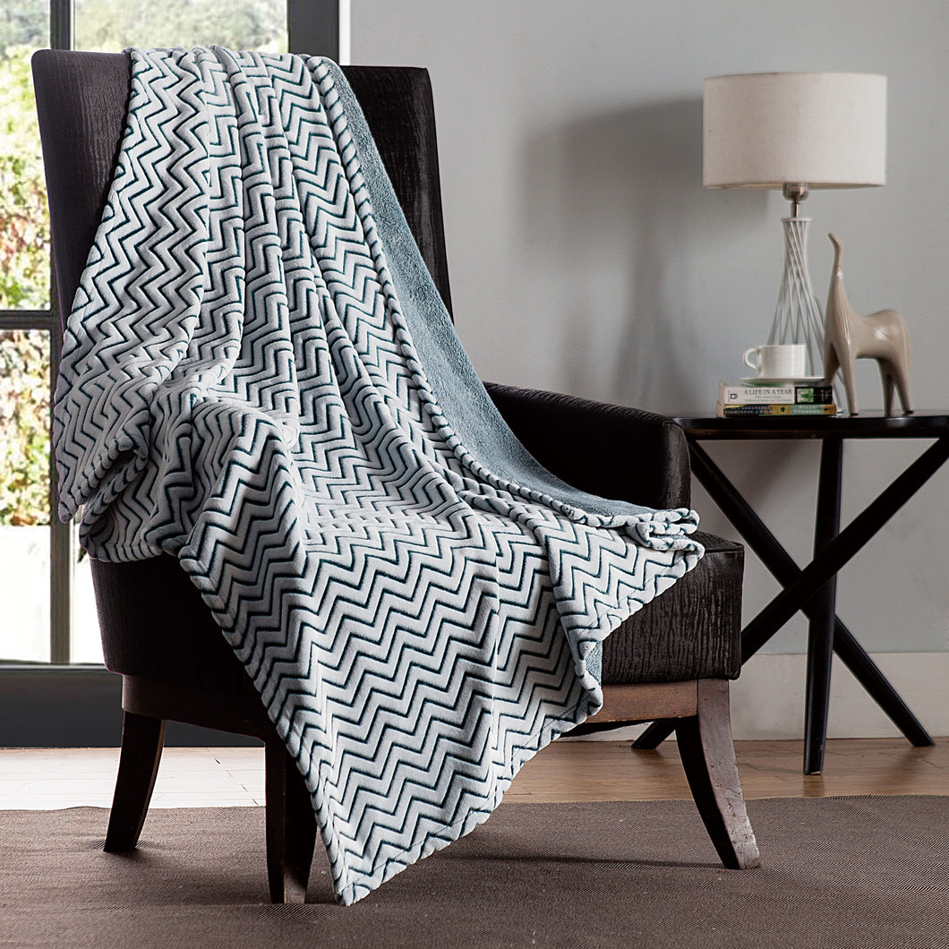 Chevron Two Tone Throw In 50X60 In Green