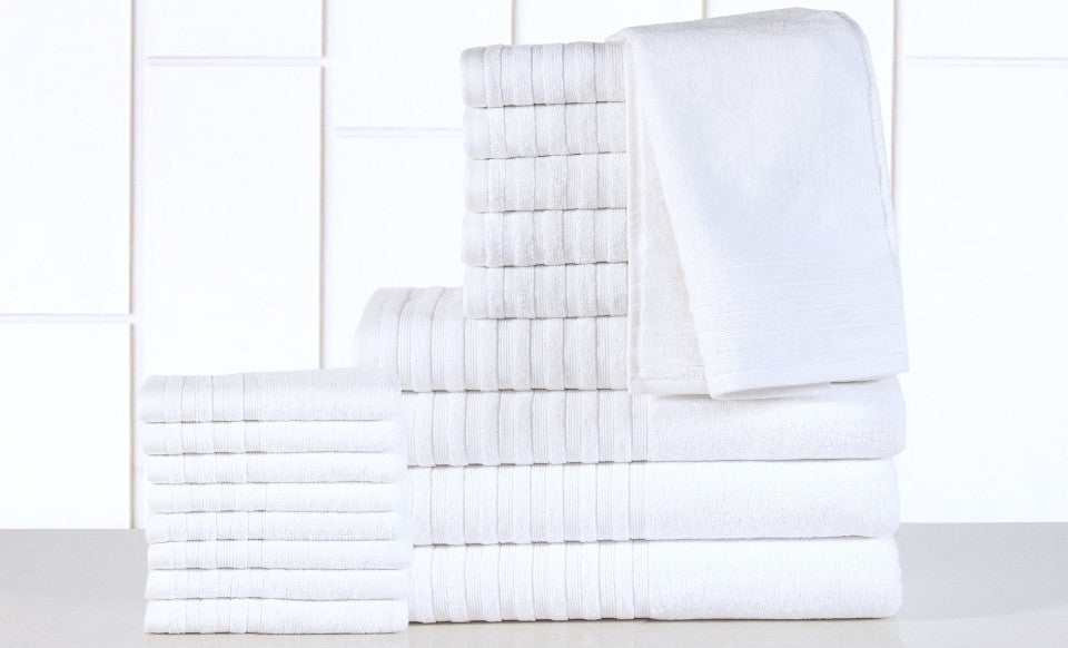 18 Piece Bath Towel Set in White