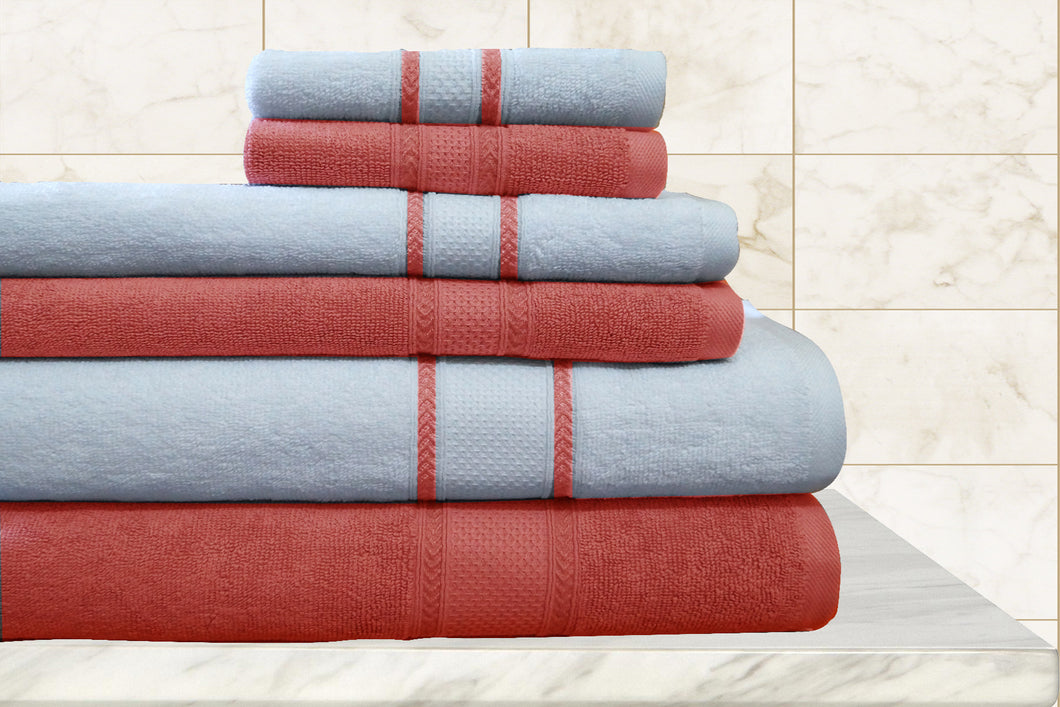 6 Piece Quick Dry Towel Set in Salmon rose