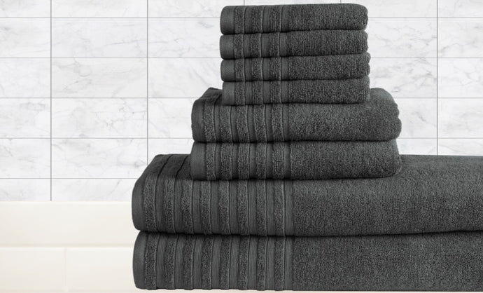 8 Piece Bath Towel set in Grey