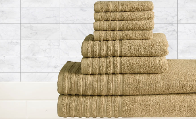 8 Piece Bath Towel set in Taupe