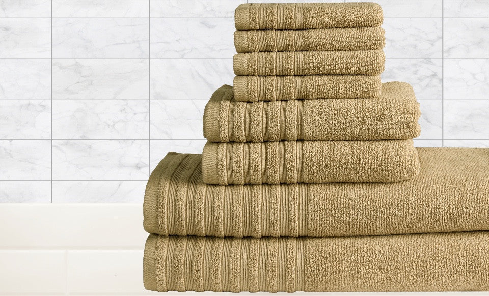 8 Piece Bath Towel set in Taupe