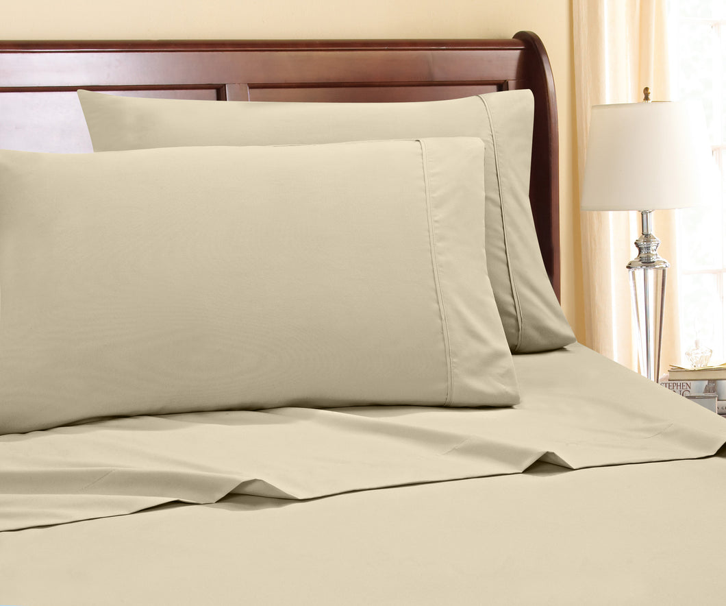 4-Piece 800 Thread Count Cotton-Rich Sheet Ensemble in Queen Cream