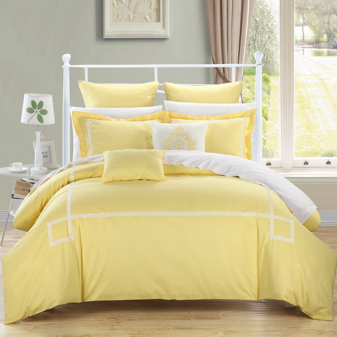 Chic Home Wilma Yellow King - 7 pc Embroidered Comforter Set