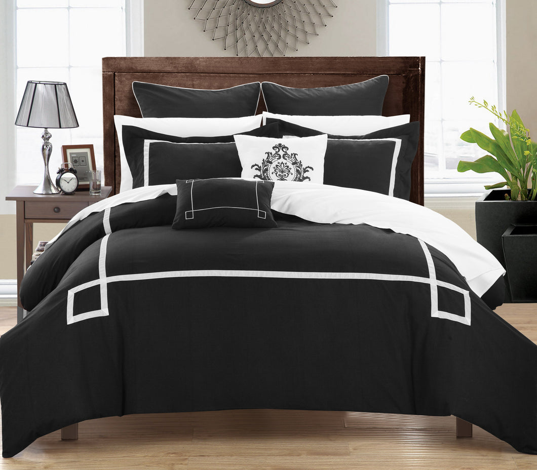 Chic Home Wilma Black King - 7 pc Embroidered Comforter Set
