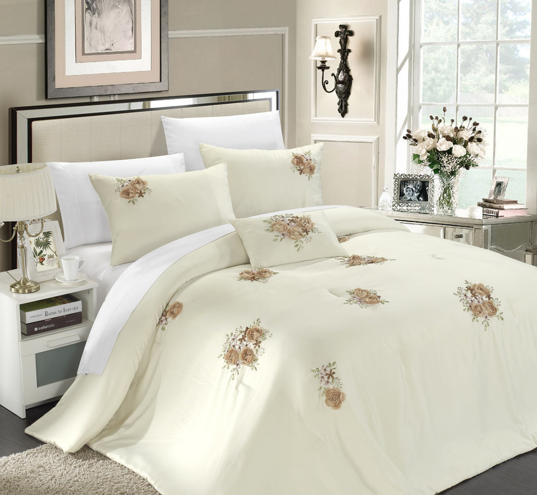 Chic Home Rossie 5-piece Comforter Set, King Size, Beige; Shams, Bedskirt and Decorative Pillow Included