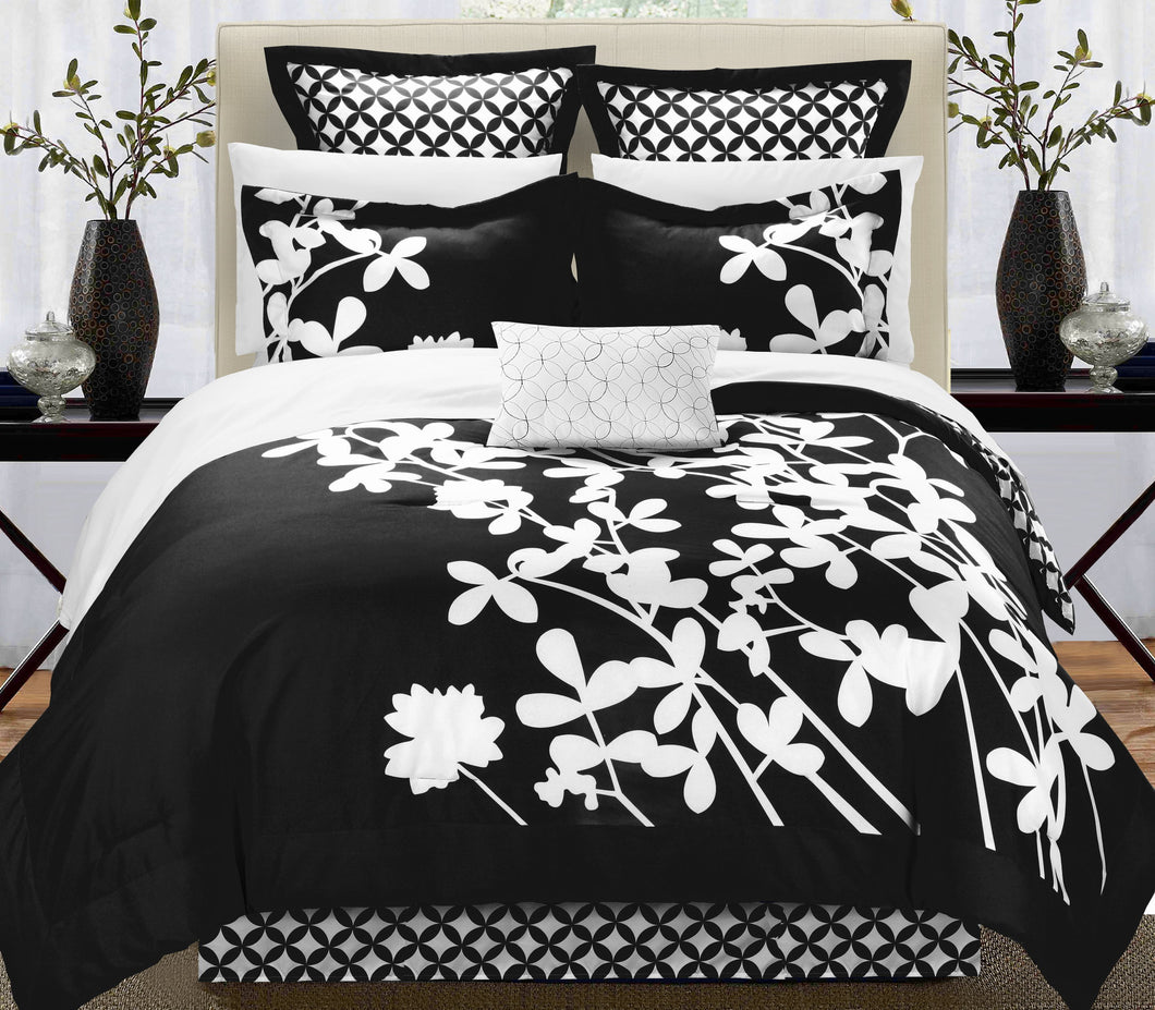 Chic Home Sire 11-Piece Comforter Set King Size, Black; Sheet Set, Bedskirt, Four Shams and Decorative Pillow Included