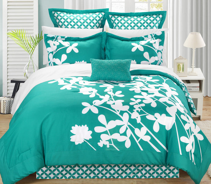 Chic Home Sire 7-Piece Comforter Set King Size, Turquoise; Bedskirt, Four Shams and Decorative Pillow Included