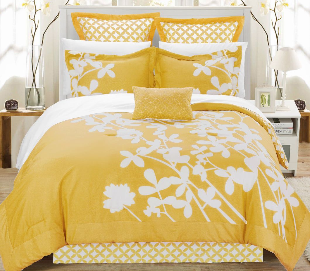 Chic Home Sire 7-Piece Comforter Set King Size, Yellow; Bedskirt, Four Shams and Decorative Pillow Included