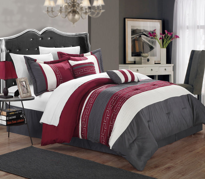 Chic Home Coralie 6-piece Comforter Set King Size Burgundy