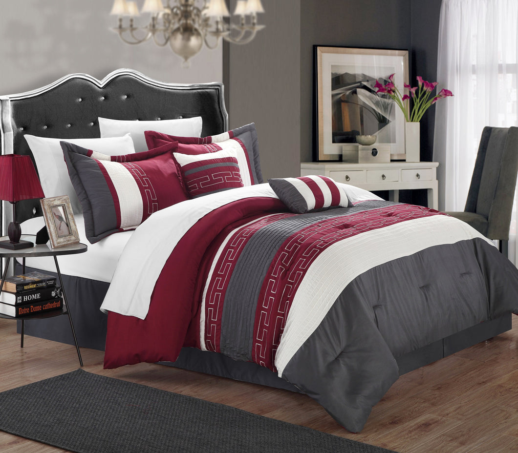 Chic Home Coralie 6-piece Comforter Set King Size Burgundy