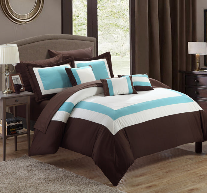 Chic Home Dylan 10-Piece Bed in a Bag Comforter Set, Brushed Microfiber, King, Brown; Shams, Decorative Pillows and Sheet Set Included