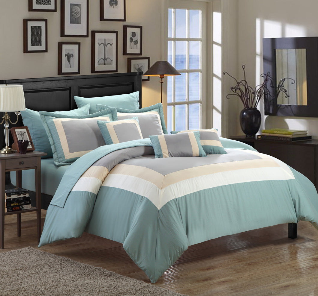 Chic Home Dylan 10-Piece Bed in a Bag Comforter Set, Brushed Microfiber, King, Green; Shams, Decorative Pillows and Sheet Set Included