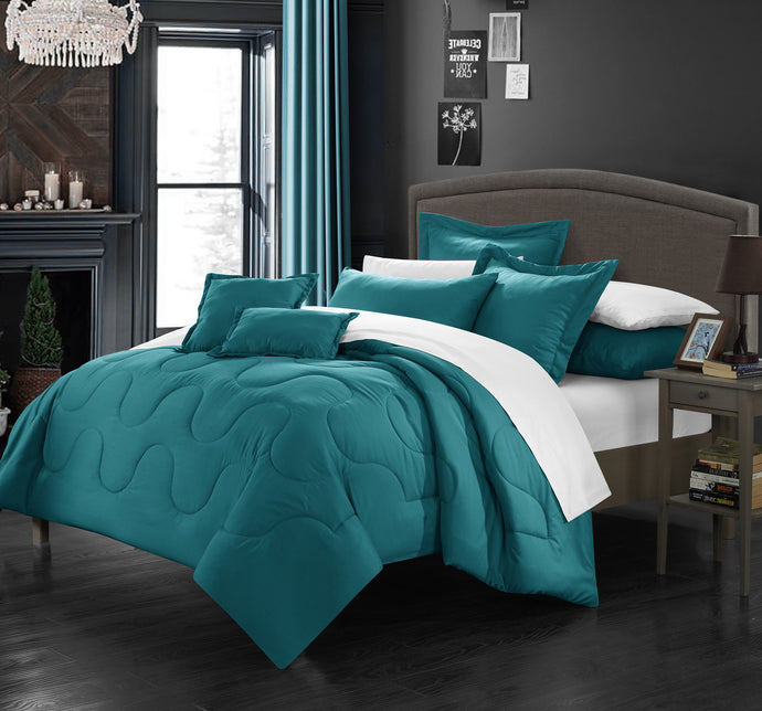 Chic Home 5 Piece Dinarelle Bedding Basics, Down Alternative Solid color complete bedding ensemble, Twin, Teal