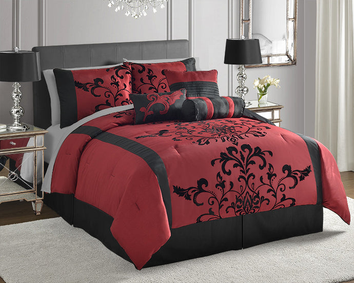 Camille 7 Piece In Queen In Black/Red