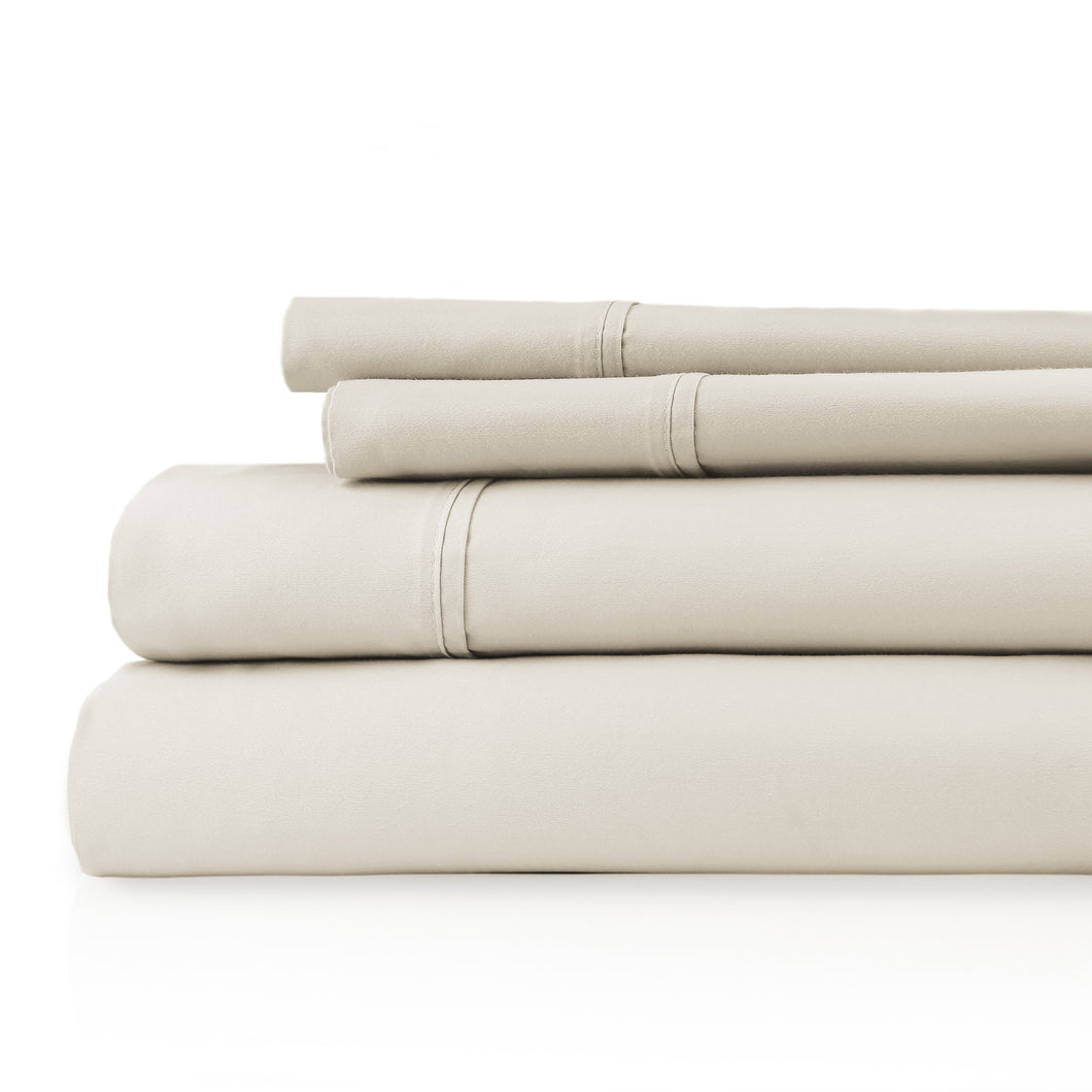 Capri 1200tc Cotton Sheets - Queen - 4pc in Pebble