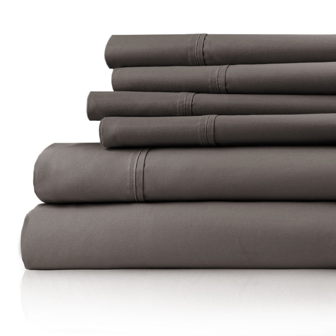 Capri 1200tc Cotton Sheets - King - 6pc in Charcoal