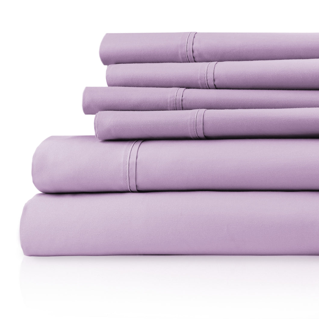 Capri 1200tc Cotton Sheets - King - 6pc in Dusted Plum