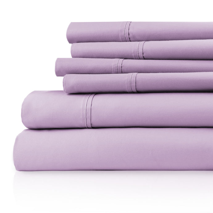 Capri 1200tc Cotton Sheets - Queen - 6pc in Dusted Plum