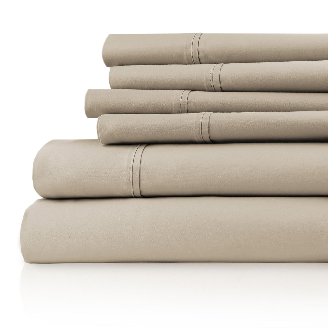 Capri 1200tc Cotton Sheets - King - 6pc in Linen