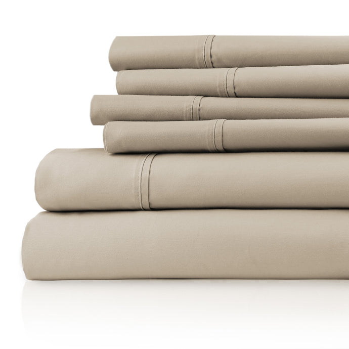 Capri 1200tc Cotton Sheets - Queen - 6pc in Linen