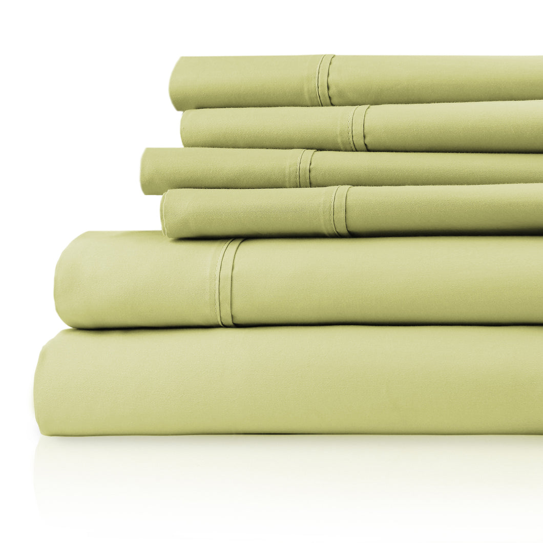 Capri 1200tc Cotton Sheets - Queen - 6pc in Sage Green