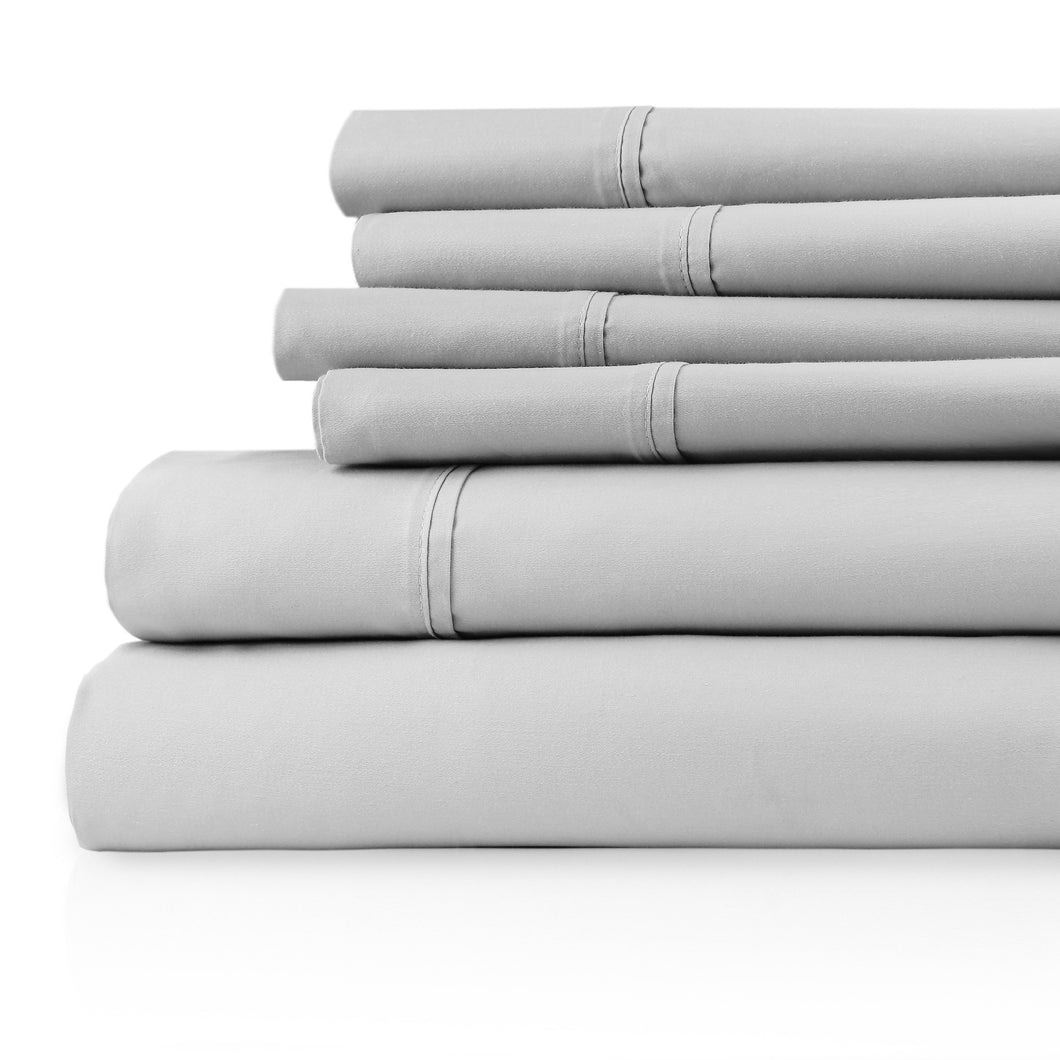 Capri 1200tc Cotton Sheets - Queen - 6pc in Silver