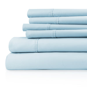 Capri 1200tc Cotton Sheets - Queen - 6pc in Sky Blue
