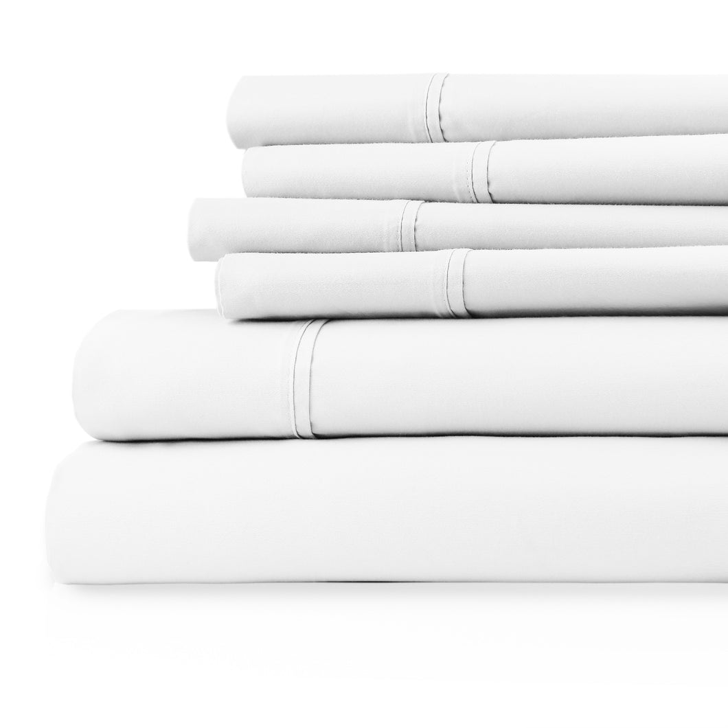 Capri 1200tc Cotton Sheets - Queen - 6pc in White